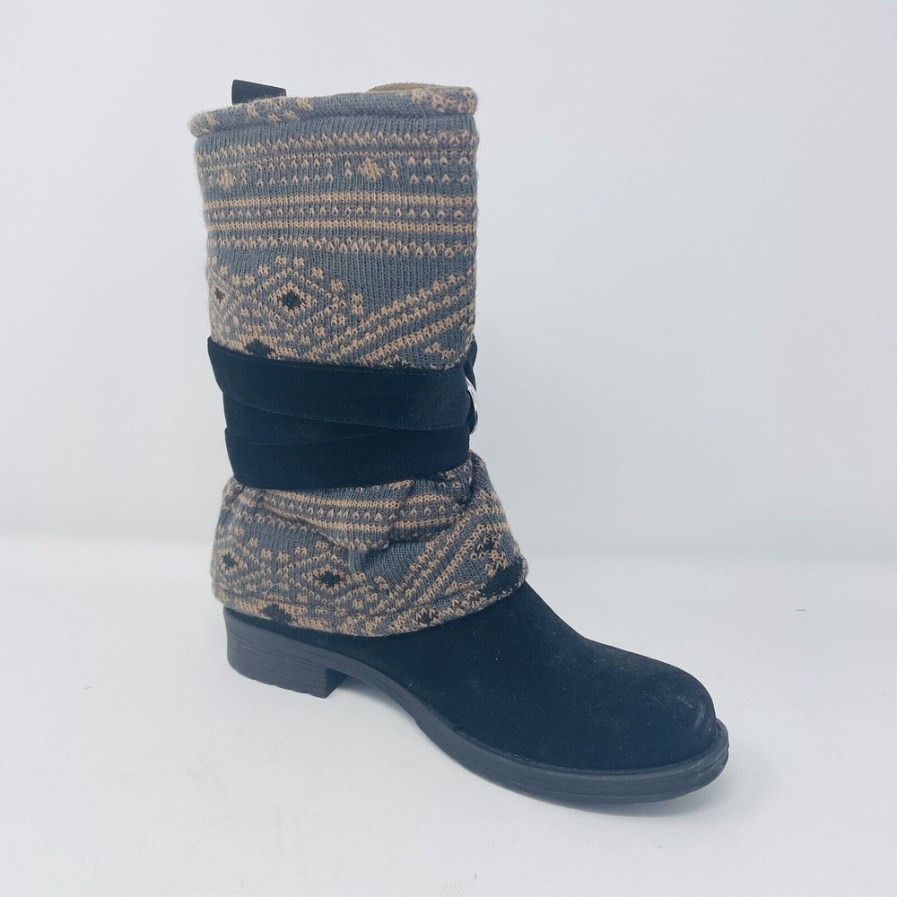 Muk Luks Nikita Black Mid-Calf Boots Womans Shoes SZ 9 Medium